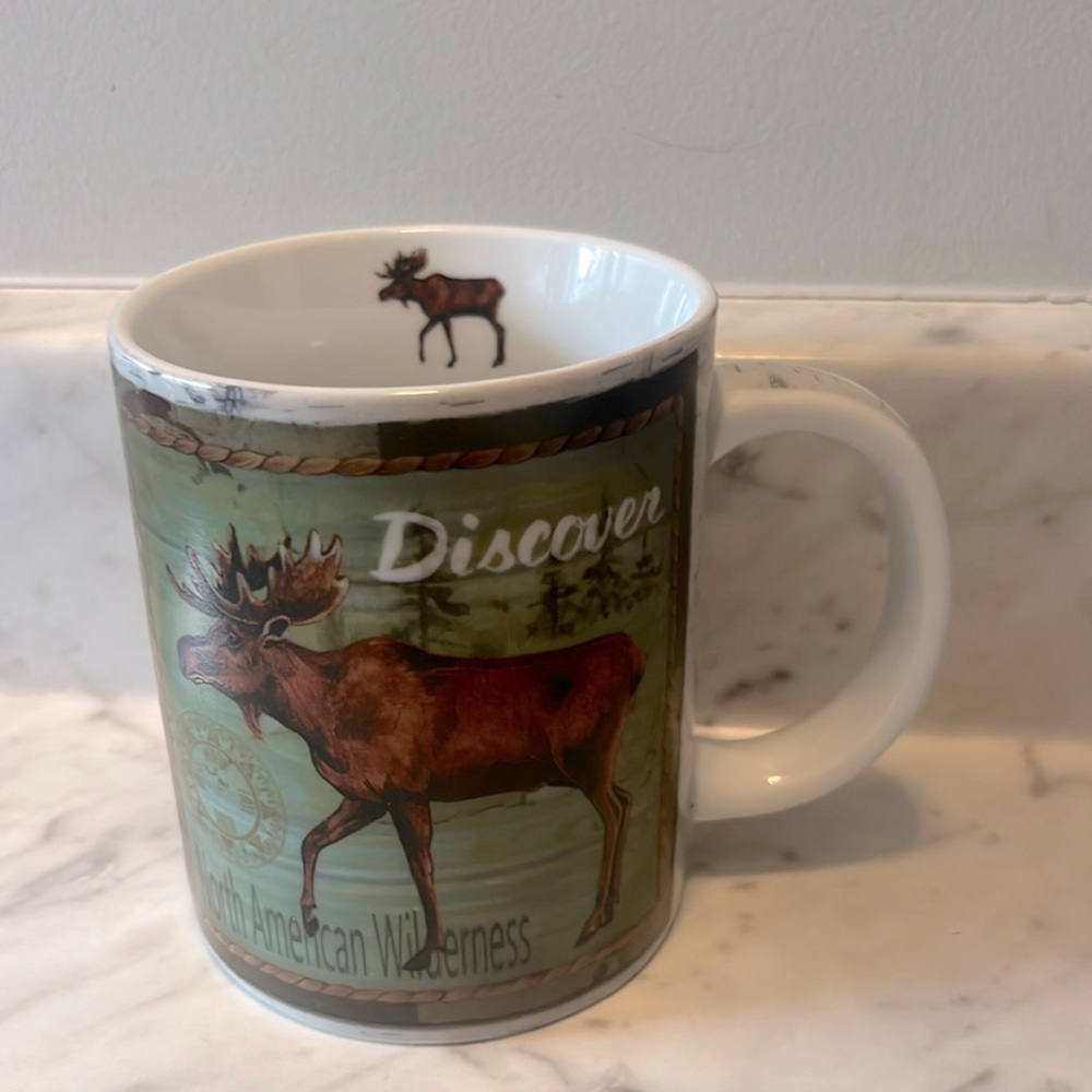 Moose Elk Wilderness lovers vintage Lodge style Birch mug